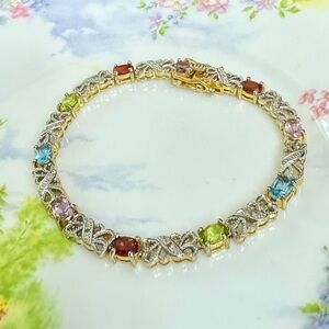 VTG Multi Gemstone Han 925 Thai Tennis Bracelet